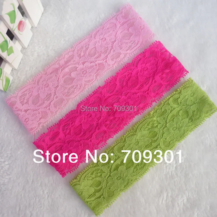 60 шт./лот винтажная кружевная Детская повязка на голову 2 дюйма эластичная