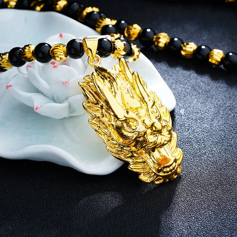 Цепочка с подвеской в виде Будды и дракона для мужчин длинное ожерелье из