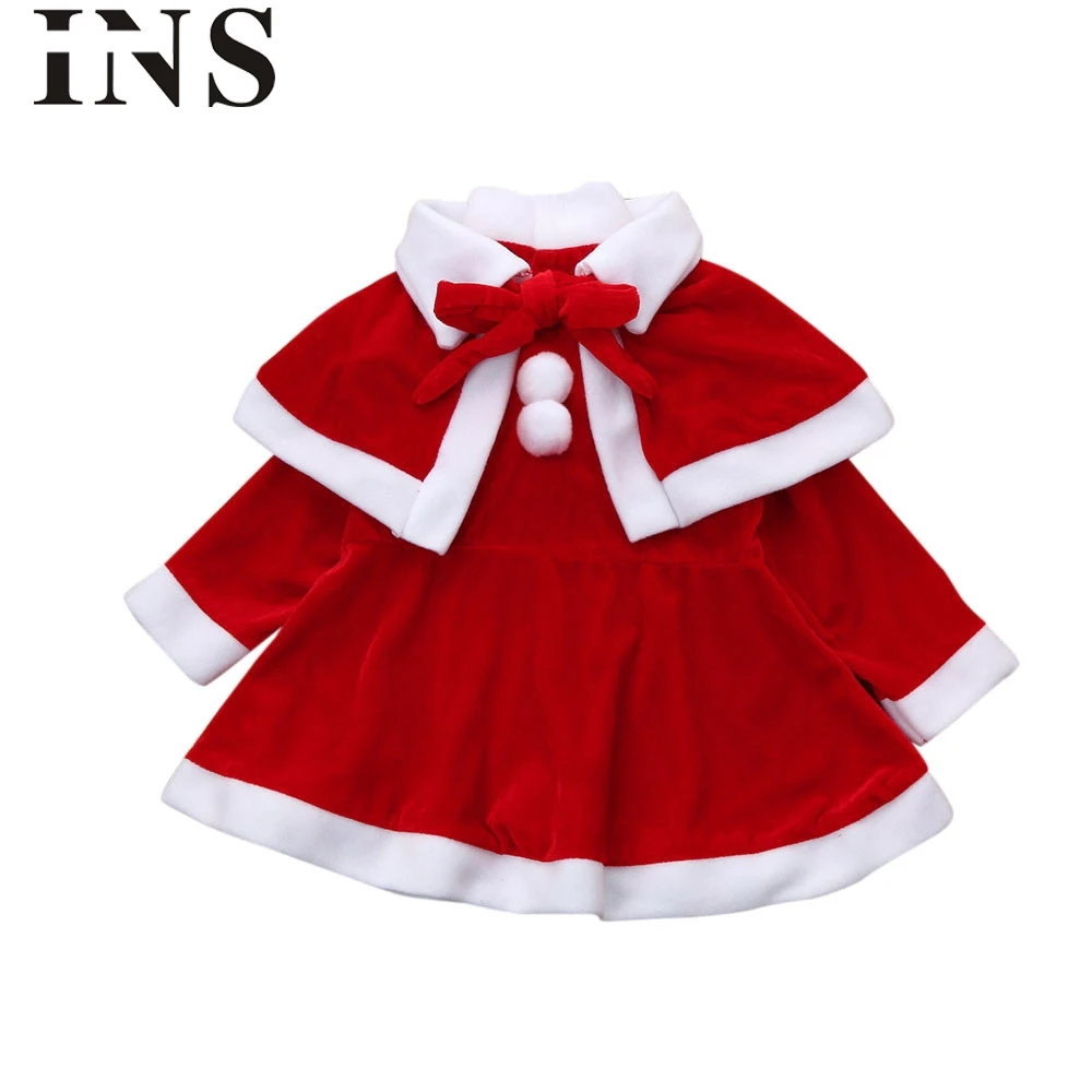 2018 new fashionToddler Kids Baby Girls Christmas Clothes Costume Party Dresses+Shawl+Hat Outfit for children L1025 | Детская одежда и