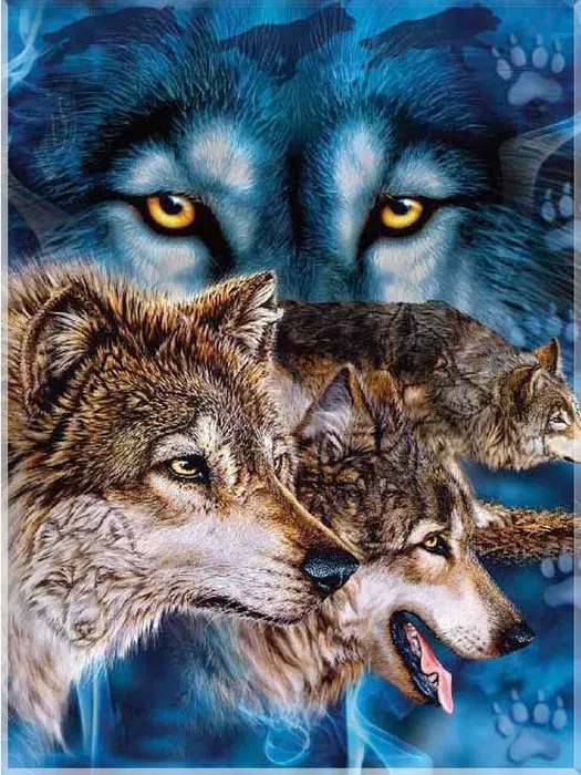 Diy Diamond Embroidery icon painting animal wolfs picture full round mosaic rhinestone Needlework | Дом и сад