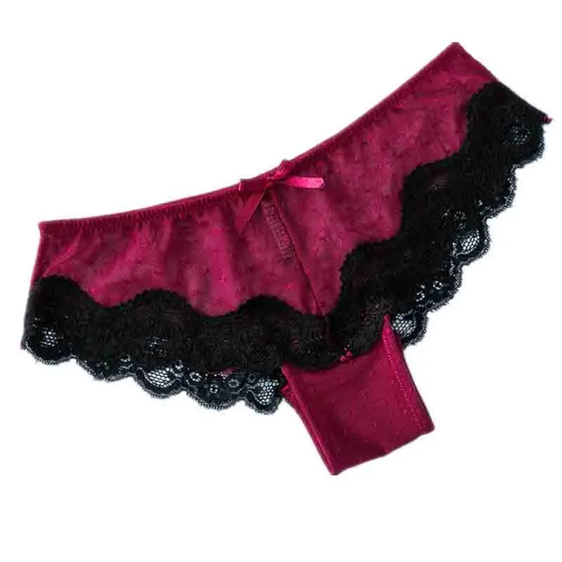 Женские кружевные трусики с низкой талией прозрачные в сеточку плавающей точкой