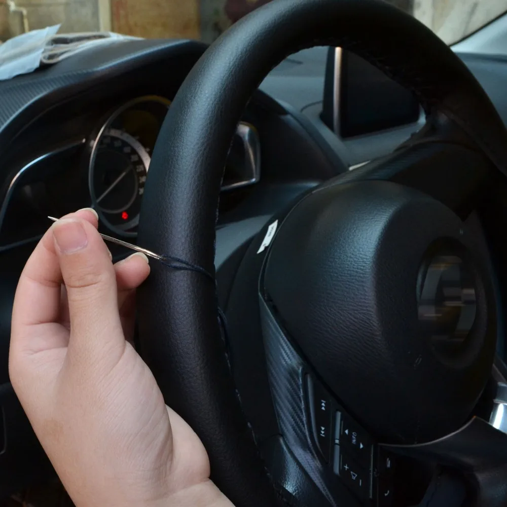FLY5D 38Cm DIY Leather Car Steering Wheel Hight Quality Non-Slip Covers With Needle and Thread Auto Accessories | Автомобили и