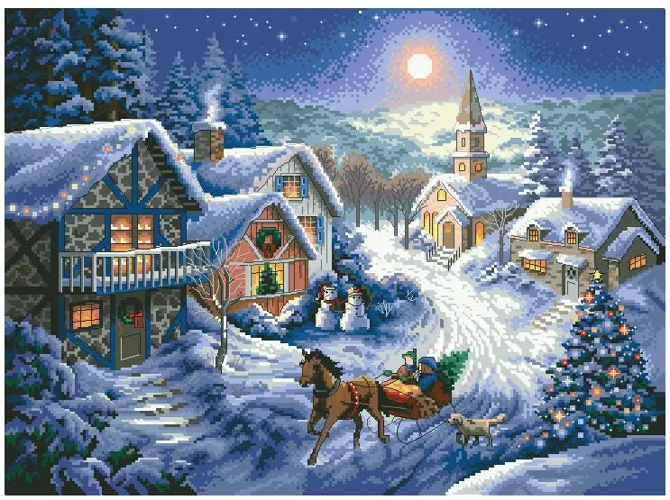 Бесплатная доставка высокое качество популярный набор для вышивки крестом сани