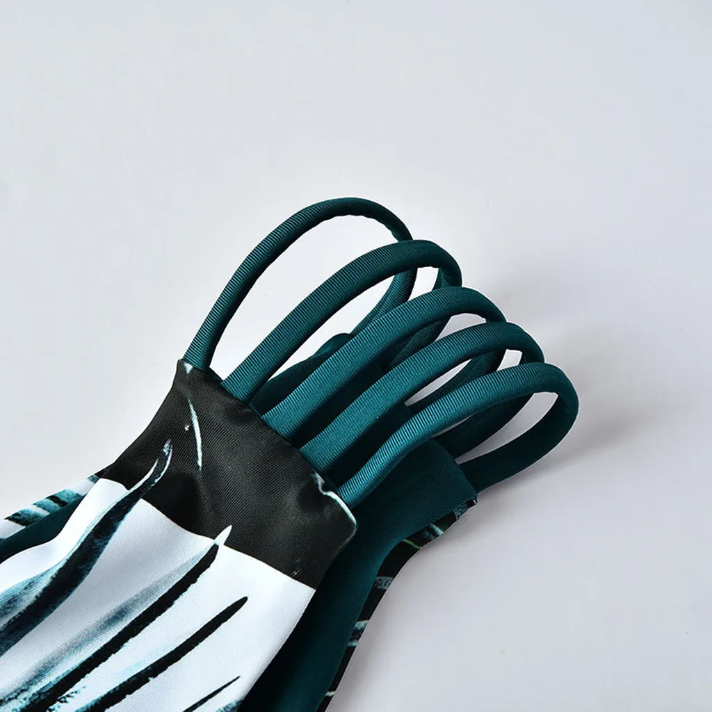 Женское раздельное бикини SAGACE бразильское открытое с принтом листьев пляжная