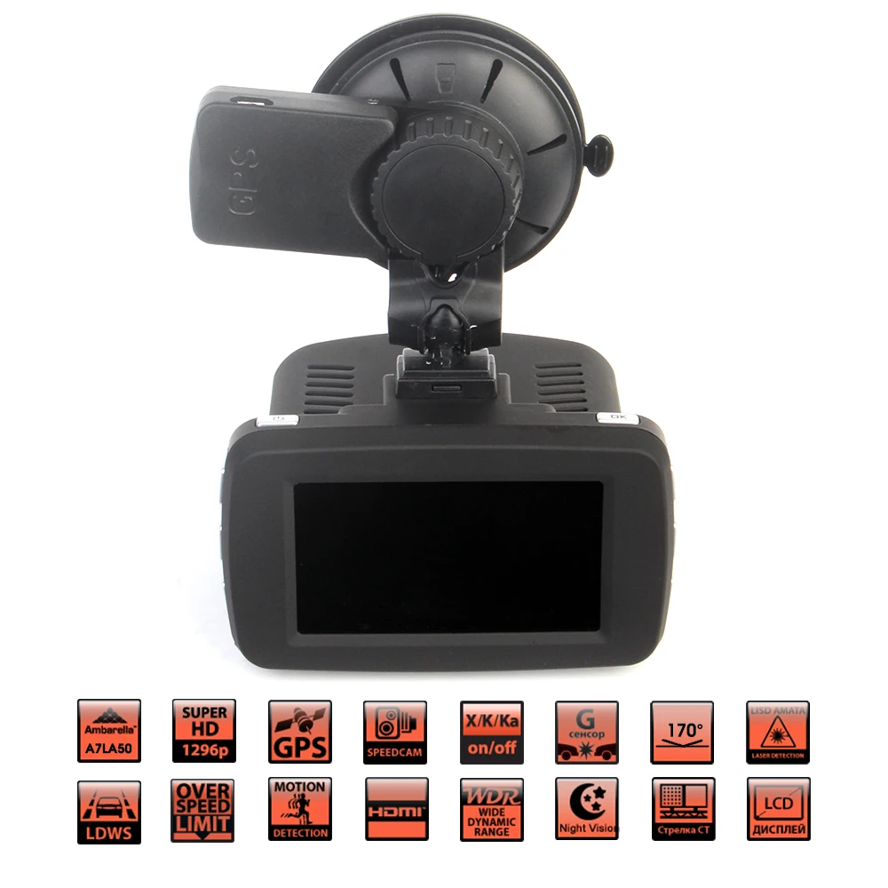 Kailuke Ambarella a7la50 GPS радар автомобилей Камера Видеорегистраторы для Радар detetor DVRs