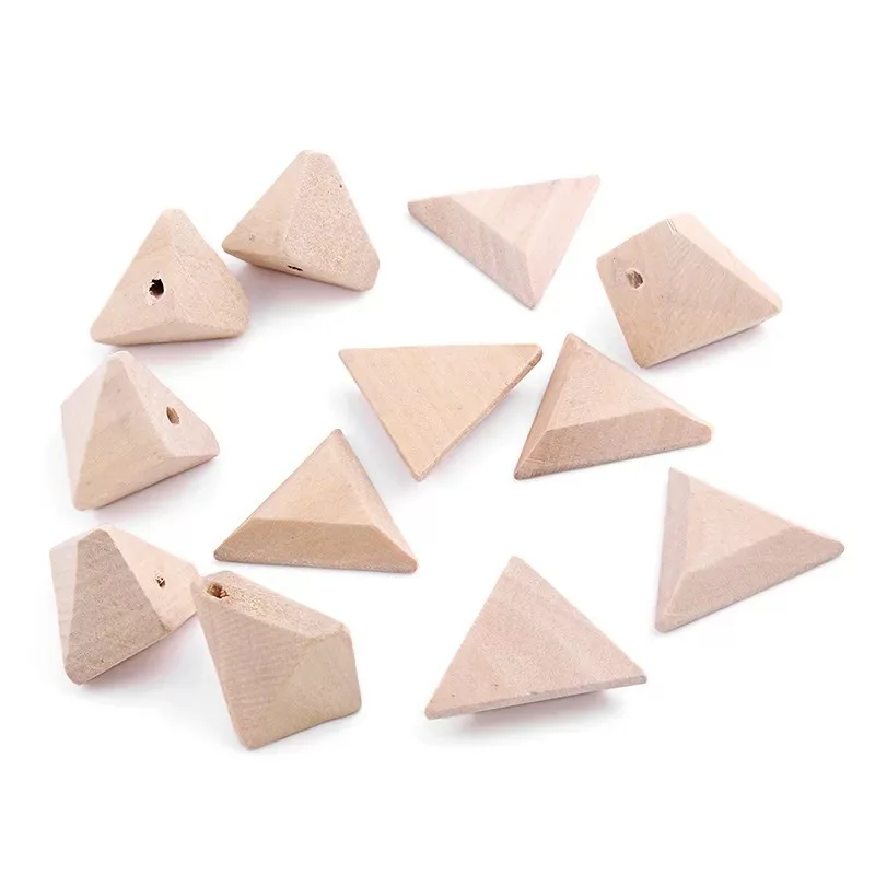 

31mm triangular wooden nature beads 50pcs