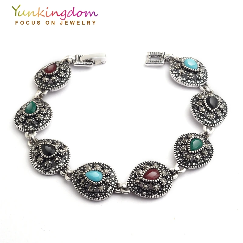 Yunkingdom классические этнические античные браслеты белого золота красивые женские