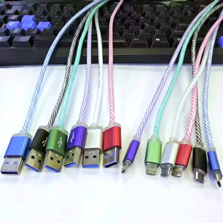 Светодиодный usb-кабель для зарядки и зарядки с подсветкой, кабель micro usb Micro USB/8 контактный кабель для зарядки для зарядка для айфона 5 X Xr 5s iPhone X samsung S4 S6 S7 xiaomi huawei зарядный провод