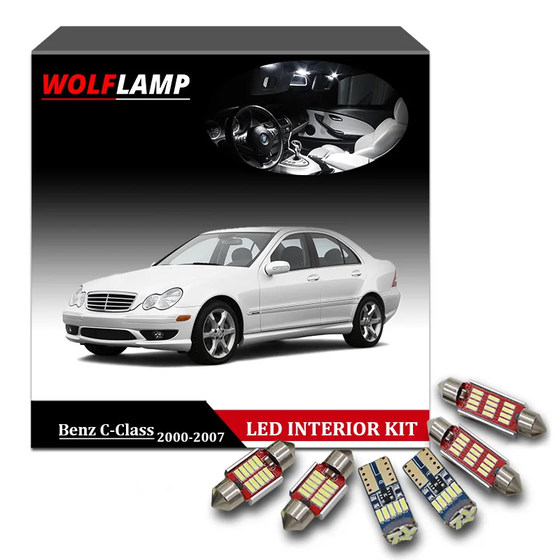 Wolflamp 19 шт. белые светодиодные с Canbus светильник s для 2000 2007 Mercedes Benz C Class купольная
