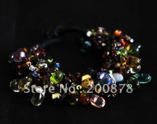 BB-251 Непал Красочные Lampwork стекло бисером жемчужина застежка Браслет для лета