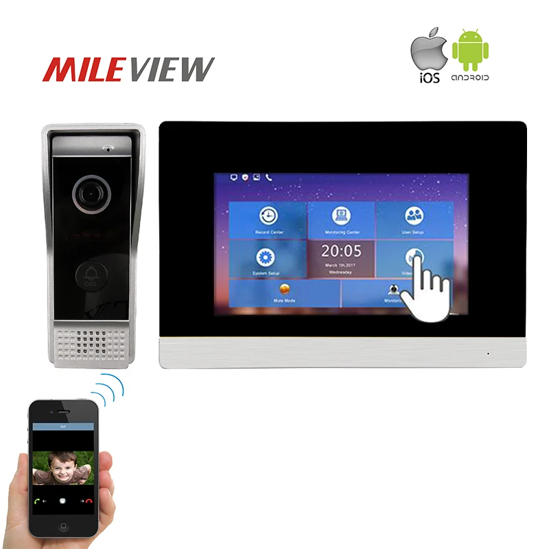 Бесплатная доставка 1.0MP 720 P HD IP 7 &quotсенсорный экран видеодомофон дверная