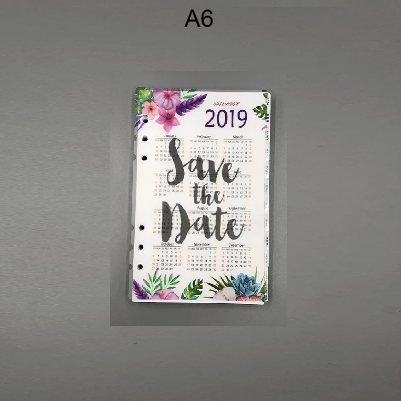 2019 flowerA6 Refill Lovedoki, ежедневник, ежемесячный планировщик, заправка, точечная сетка для Filofax, спиральный блокнот, наполнитель, бумага, школьные подарочные канцелярские принадлежности - Цвет: 2019 flowerA6 Refill