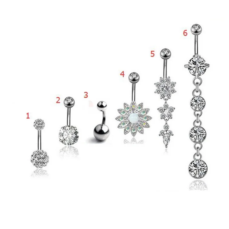 1 шт. высокое Хрустальное болтающееся хирургическое стальное морское кольцо