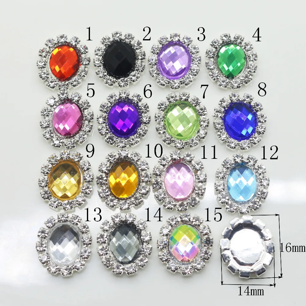 10 шт. декоративные пуговицы для волос 14 х16 мм|oval rhinestone button|rhinestone buttonsflower center |
