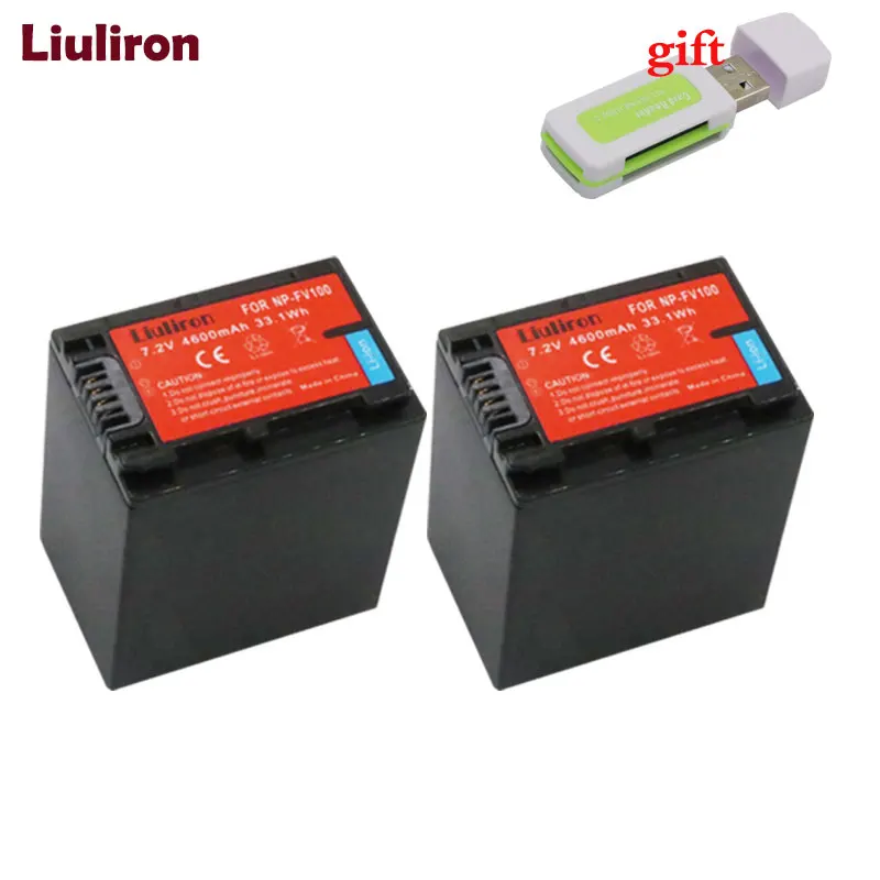 2battery NP FV100 NPFV100 FV100 Камера Батарея+ ЖК-дисплей USB Зарядное устройство для SONY NP-FV30 NP-FV50 NP-FV70 SX83E SX63E FDR-AX100E - Цвет: 2battery