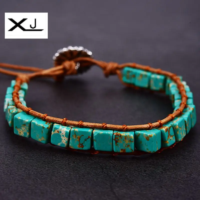 Натуральный ручной работы зеленый император камень нить трубки бусины кожа