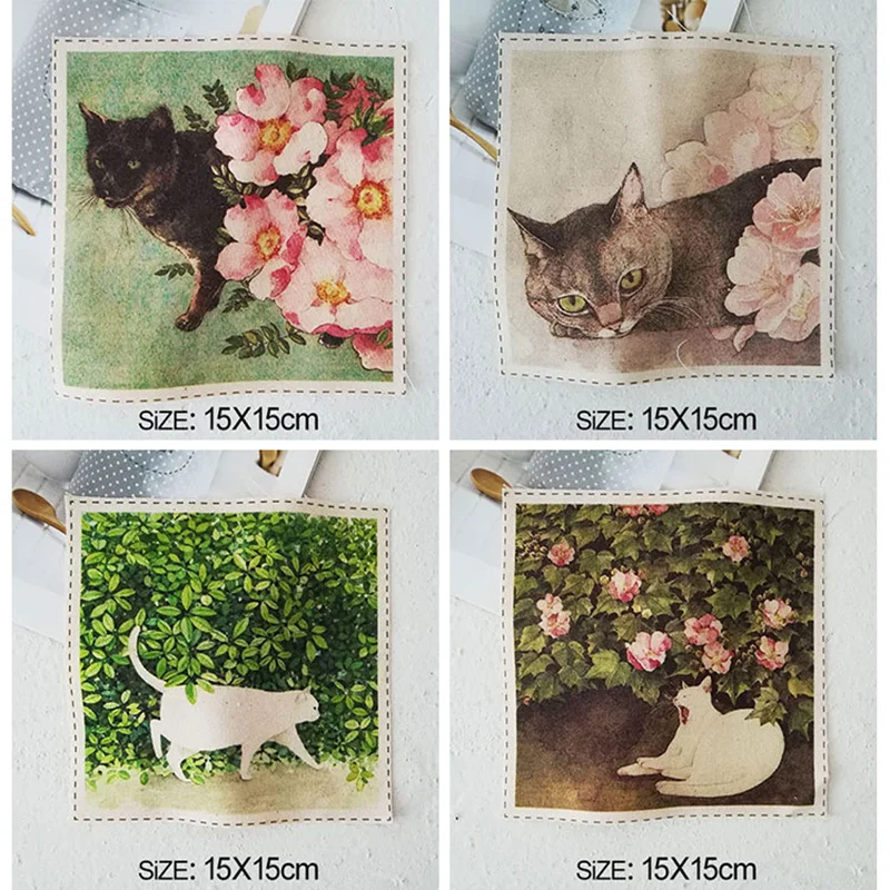 Handmade cloth DIY cotton canvas fabric / positioning hand dyed patchwork digital printing Jungle cat | Дом и сад