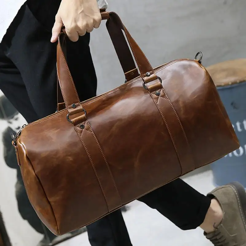 Коричневые мужские дорожные сумки большой вместимости женские багажные