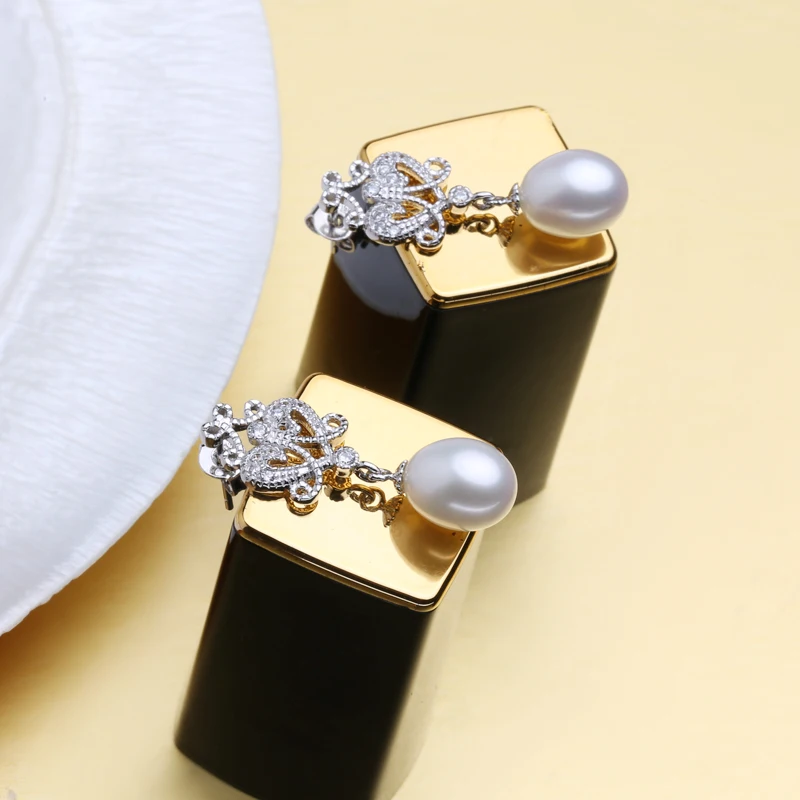 Женские серьги из серебра 925 пробы с натуральным жемчугом|drop earrings|earrings forearrings for