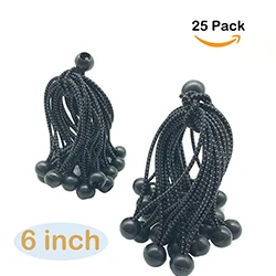 6 inch Joyeyou 25-Pack шаровые банджи-шнуры эластичная струна для навеса, брезента, ремней, палатки - Color: 6 inch