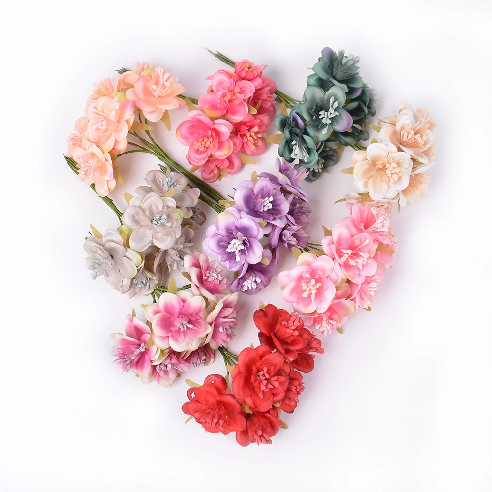 Искусственные цветы сливы и искусственные 6 шт. миниатюрные шелковые для