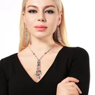 Оптовая цена, изысканное ожерелье из смолы с кристаллами и кисточками для женщин, длинное регулируемое ювелирное изделие, богемное ожерелье, аксессуары ручной работы