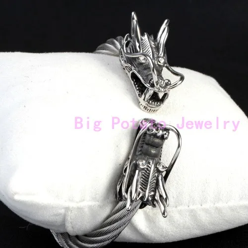 76 г высокое качество серебро золото черный цвет кабельная цепь с головой дракона