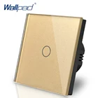 Настенный выключатель Wallpad, 86 х86 мм, 1 комплект, 1 выключатель, золотой, стандарт ЕС, настенный выключатель AC110-250V, Электрический сенсорный выключатель светодиодный ным индикатором