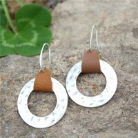 zwpon fashion hammered leather geometric circle dangle earrings for women irregularity copper statement earrings female jewelry