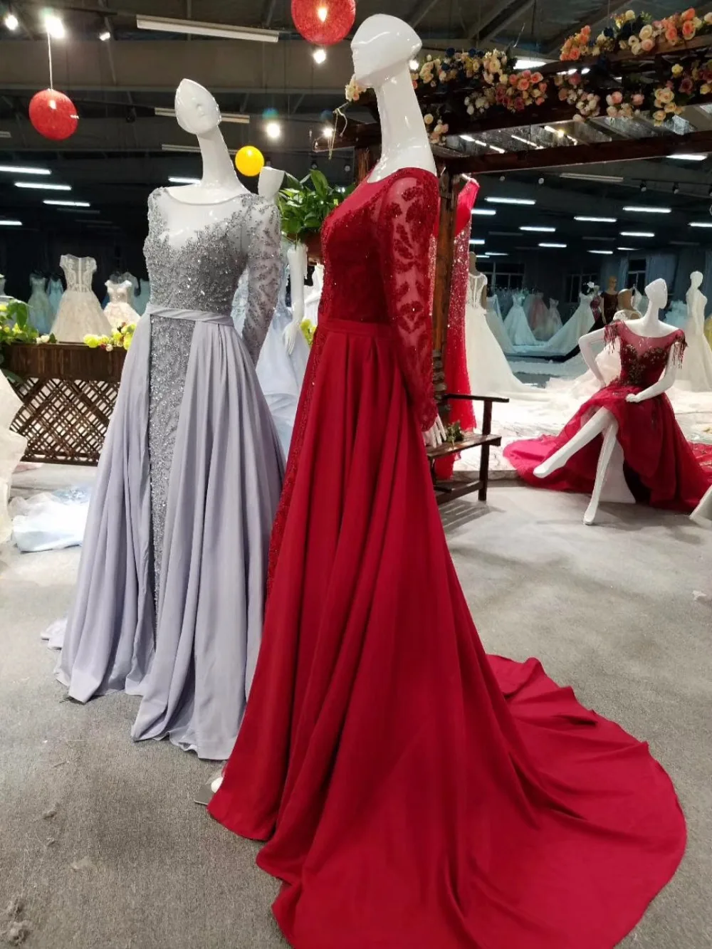 CloverBridal, высокое качество, длинные рукава, розовое, темно-синее, серебряное, красное, роскошное, с бисером, вечернее платье с длинным шлейфом
