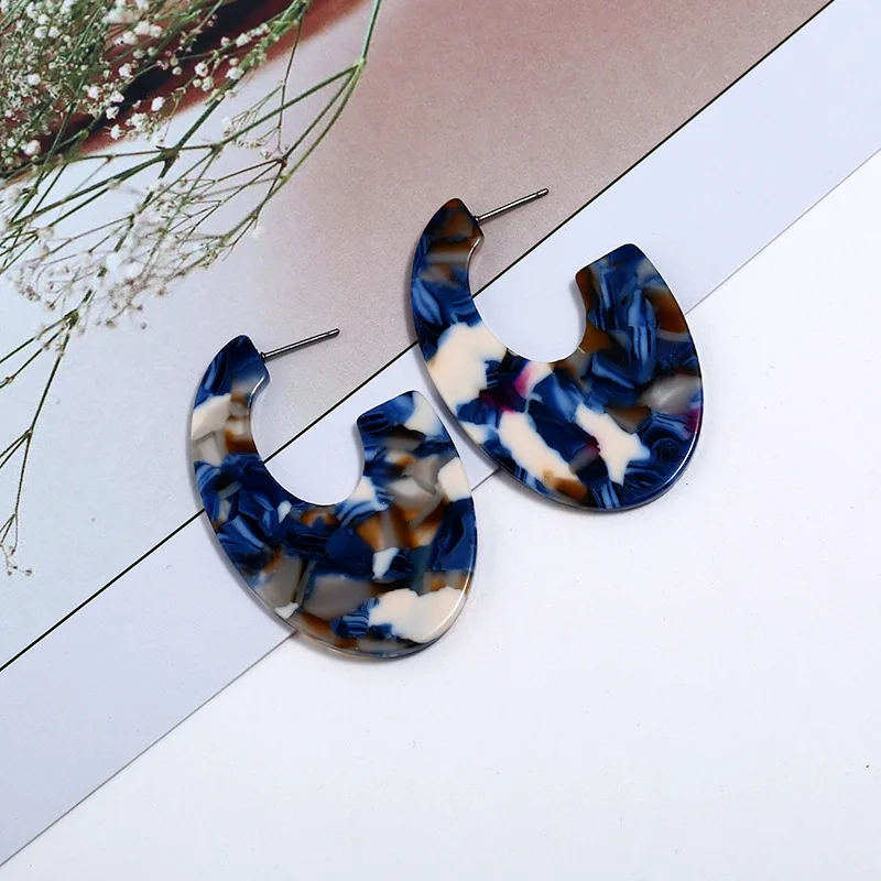 

Dreamtop Trendy Leopard Earrings Resin Acetate Environmental Earings Personality Exaggerated Geometric Acrylic Earings E11