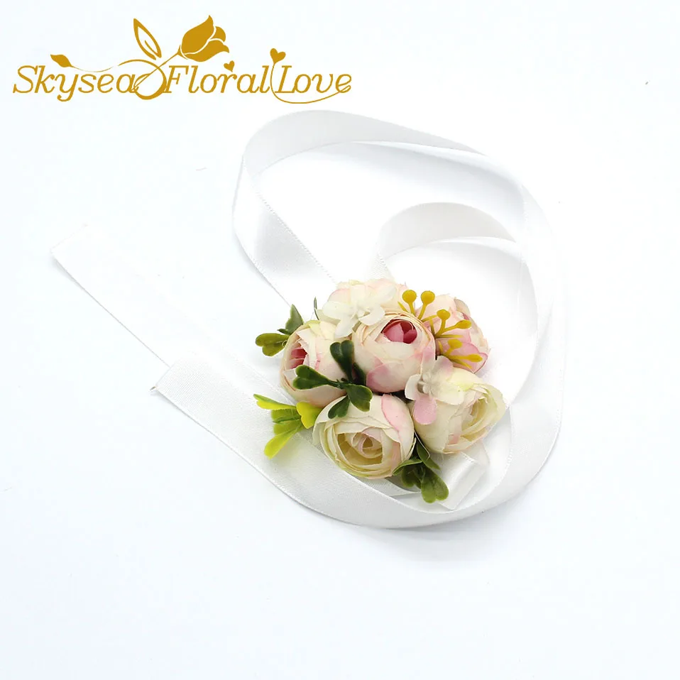 Pink 1 Wrist Высокое качество невесты жениха подружки невесты запястье корсаж-бутоньерка брошь реквизит для свадебной фотосъемки бутоньерки на выпускной - Цвет: Pink 1 Wrist
