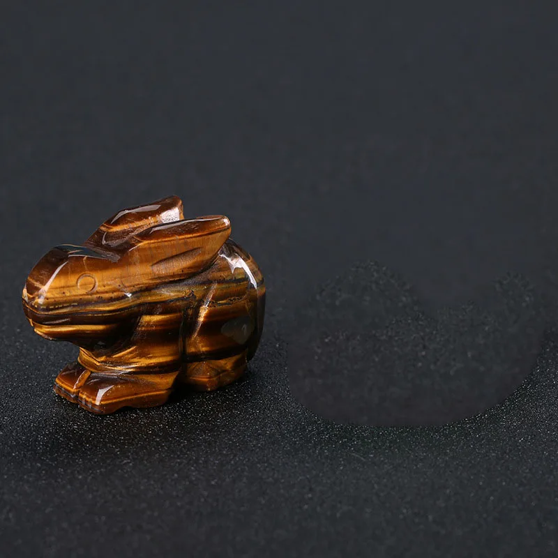tigers-eye 2 ''натуральный тигровый глаз Кристалл камень лазурит желтый нефрит розовый кварц обсидиановый кристалл резьба рейки фигурки кролика подарок - Цвет: tigers-eye