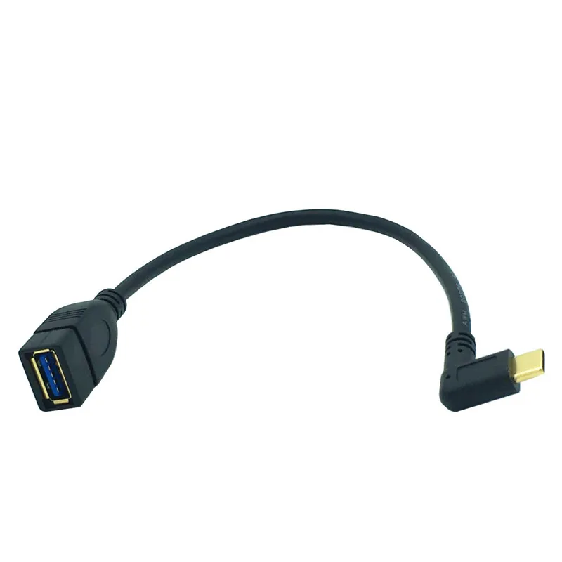 

25CM Gold Plated USB 3.1 Type C Left/Right Angle Male To USB 3.0 A Female Cable Mac Google Chromebook