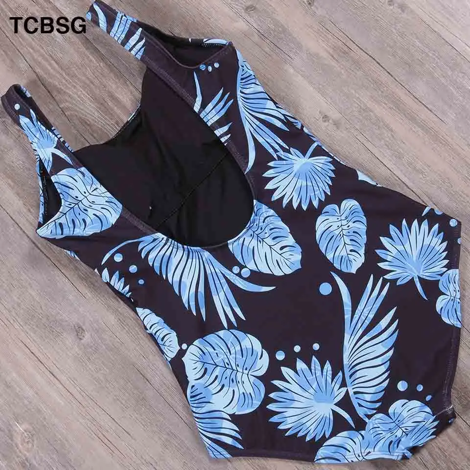 TCBSG Цельный купальник сексуальный женский с принтом боди бандажный вырезами для