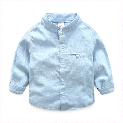 Детская рубашка из хлопка и льна с длинными рукавами весна 2019 для мальчиков