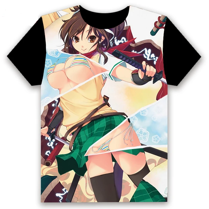 Модная футболка с аниме Senran Kagura Shinovi VS Kayano Ai косплей коротким рукавом унисекс