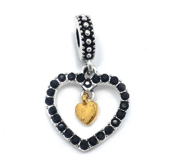 Free Shipping 2017 20pcs 32x19mm big hole double heart rhinestone pendant alloy beads fit European bracelet &amp necklace DIY | Украшения и