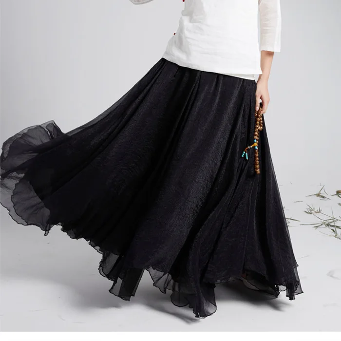 Женская трехслойная шифоновая юбка в стиле преппи длинная Плиссированная пол