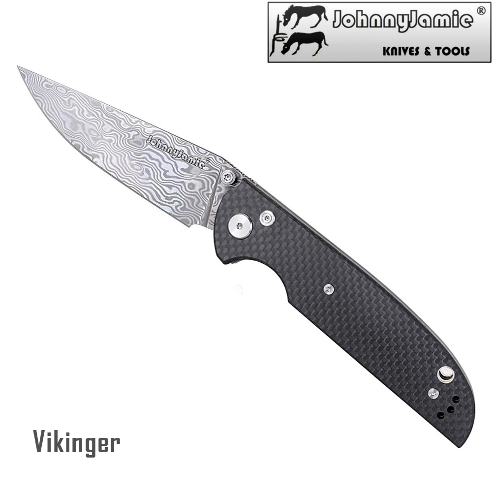 Тактический складной нож марки Vikinger C811CFDR клинок из дамасской стали с рукояткой