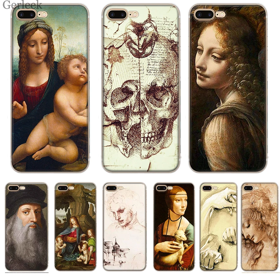 Итальянский чехол для телефона Leonardo Da Vinci с художественной росписью iPhone 7 8 6 6S 5 5S SE