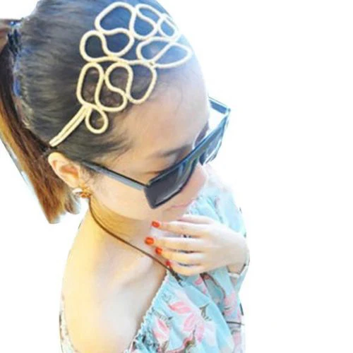 Популярная Милая металлическая Золотая оплетка полый эластичный Эластичный