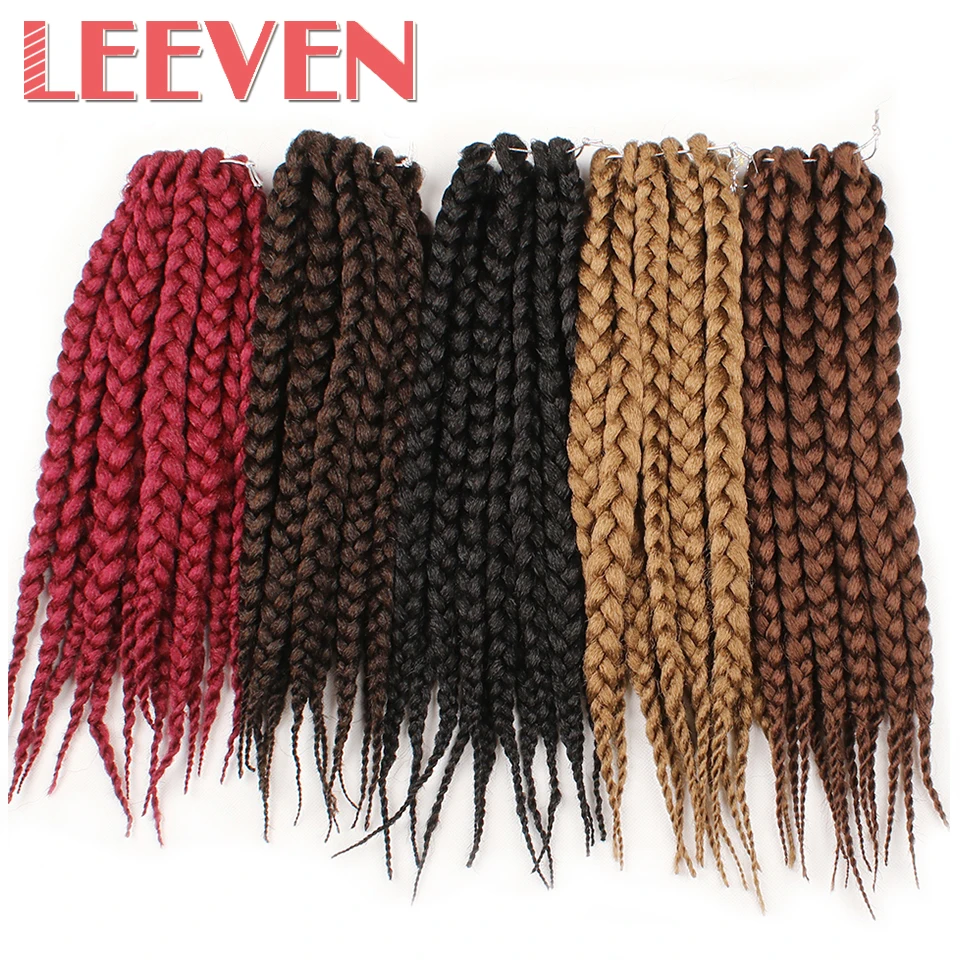 Leeven 3S коробка косички вязанные волосы синтетические плетеные волосы 14 ''12 прядей черный коричневый твист волосы удлинения 6 шт