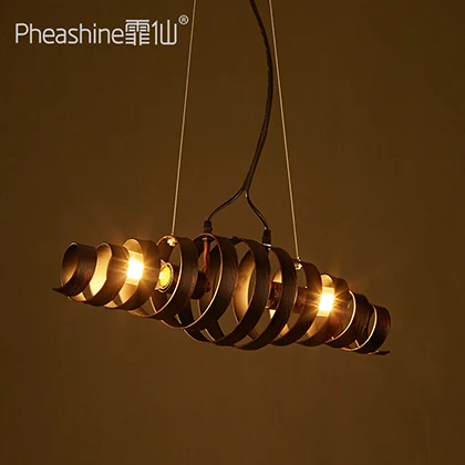 Индустриальный Лофт Стиль черного листового железа повернуть подвесной