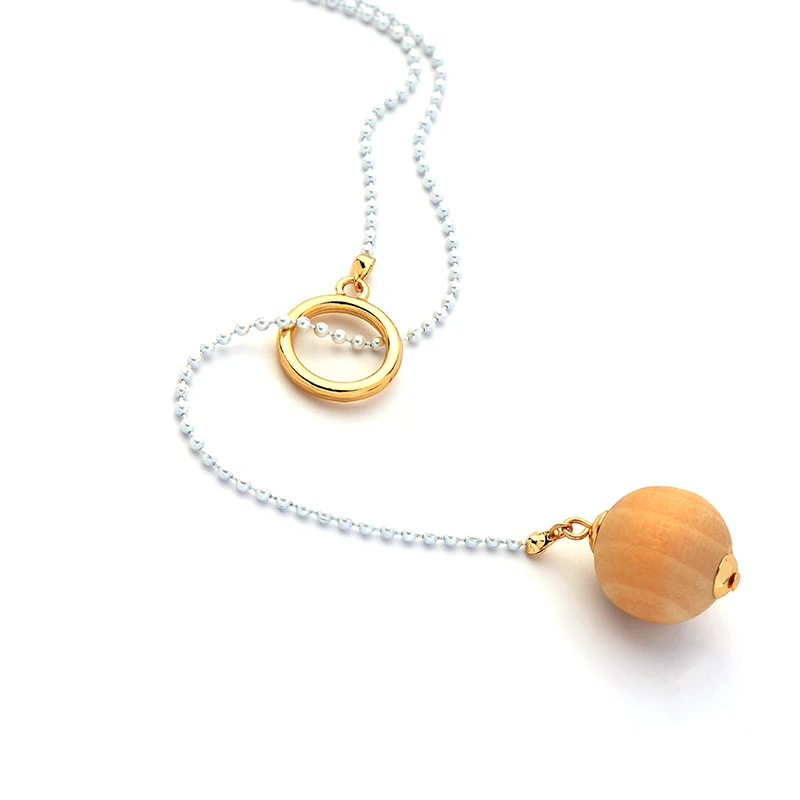 Деревянные бусины очаровательное короткое ожерелье регулируемые цепочки