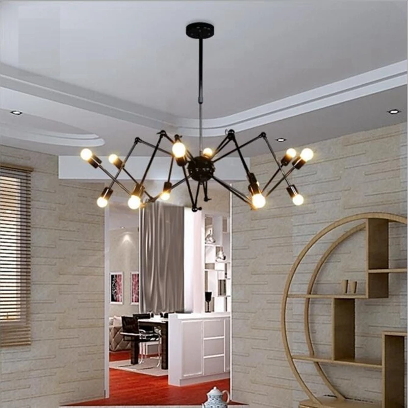 

LukLoy Pendant Lights Industrial Hanging Spider Lamp Modern Lighting Adjustable Loft Light for Living Room Shop