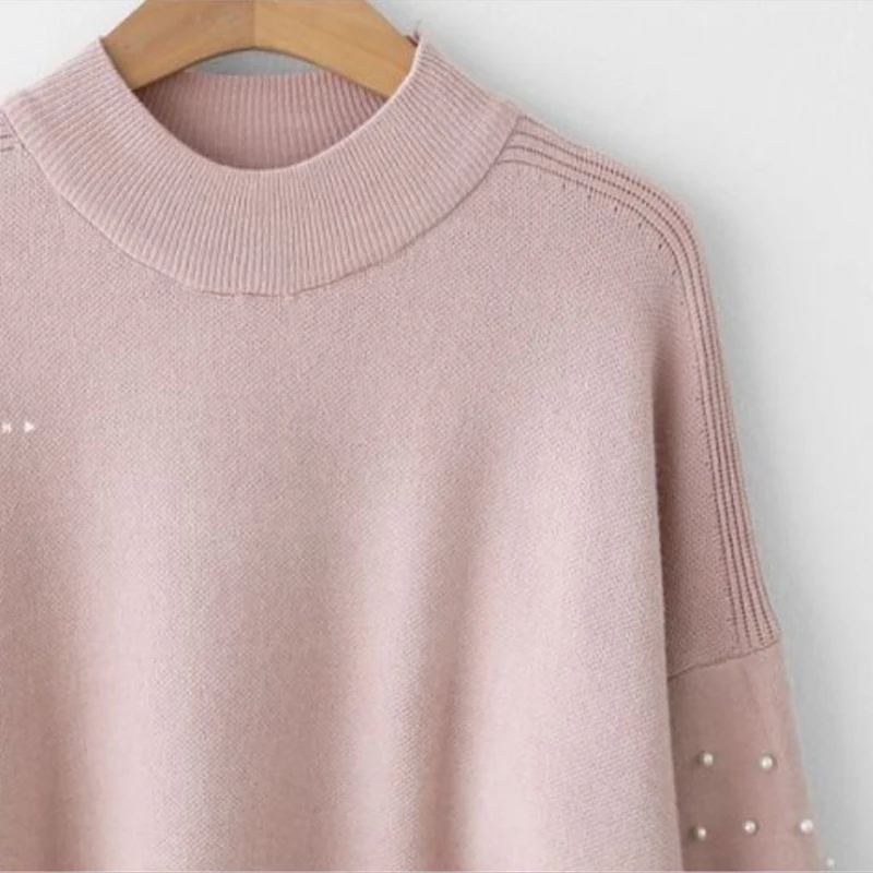 2019 New Korean Version Fashion Long Section Half Garden Collar Pullover Sweater Skirt Sleeves Loose Women Autumn Winter | Женская