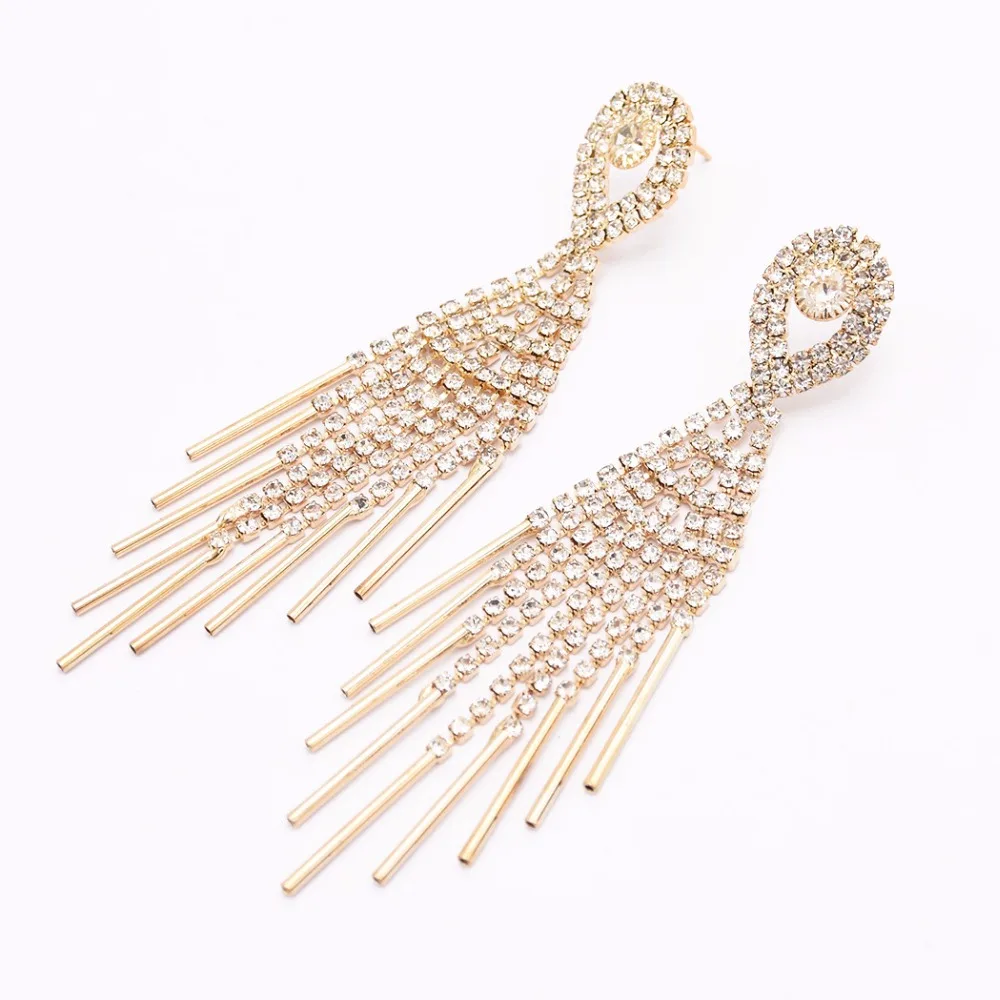 Роскошные серьги люстры для женщин хрустальные стразы массивные Свадебные