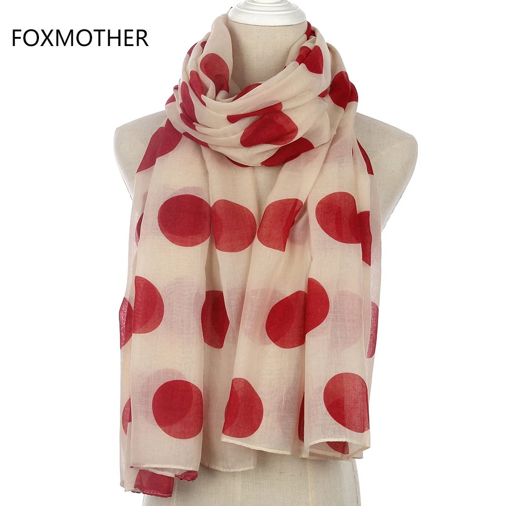 FOXMOTHER/Новый женский модный черный красный темно синий шарф в горошек|polka dot scarf|dot