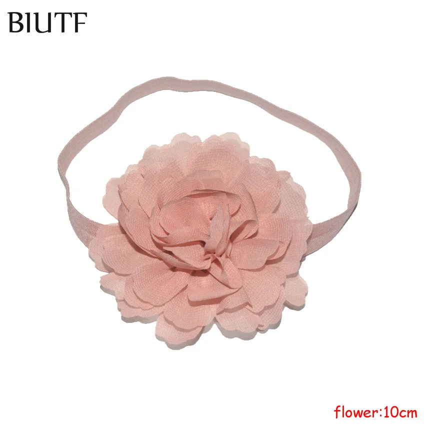 16 шт./лот 10 см шифоновая повязка на голову с цветами детские головные уборы для